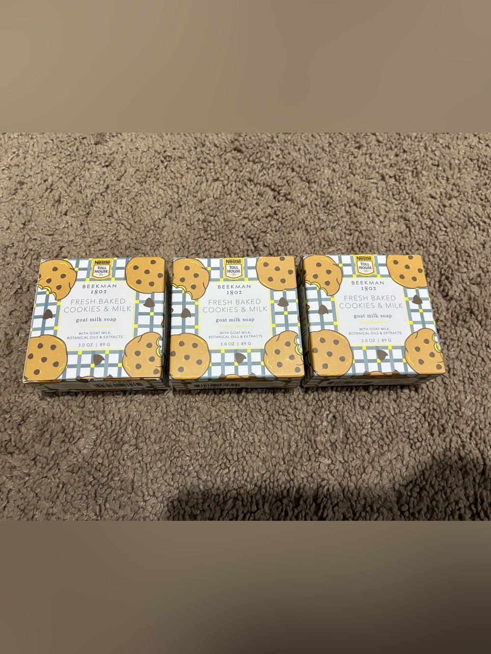 Beekman 1802 Goat Milk Soap Bar Toll House Fresh Baked Cookies & Milk 3.0 Oz X 3